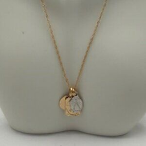 Anthopologie Serefina 14K Gold-Plated Delicate Triple Charm Necklace NWOT